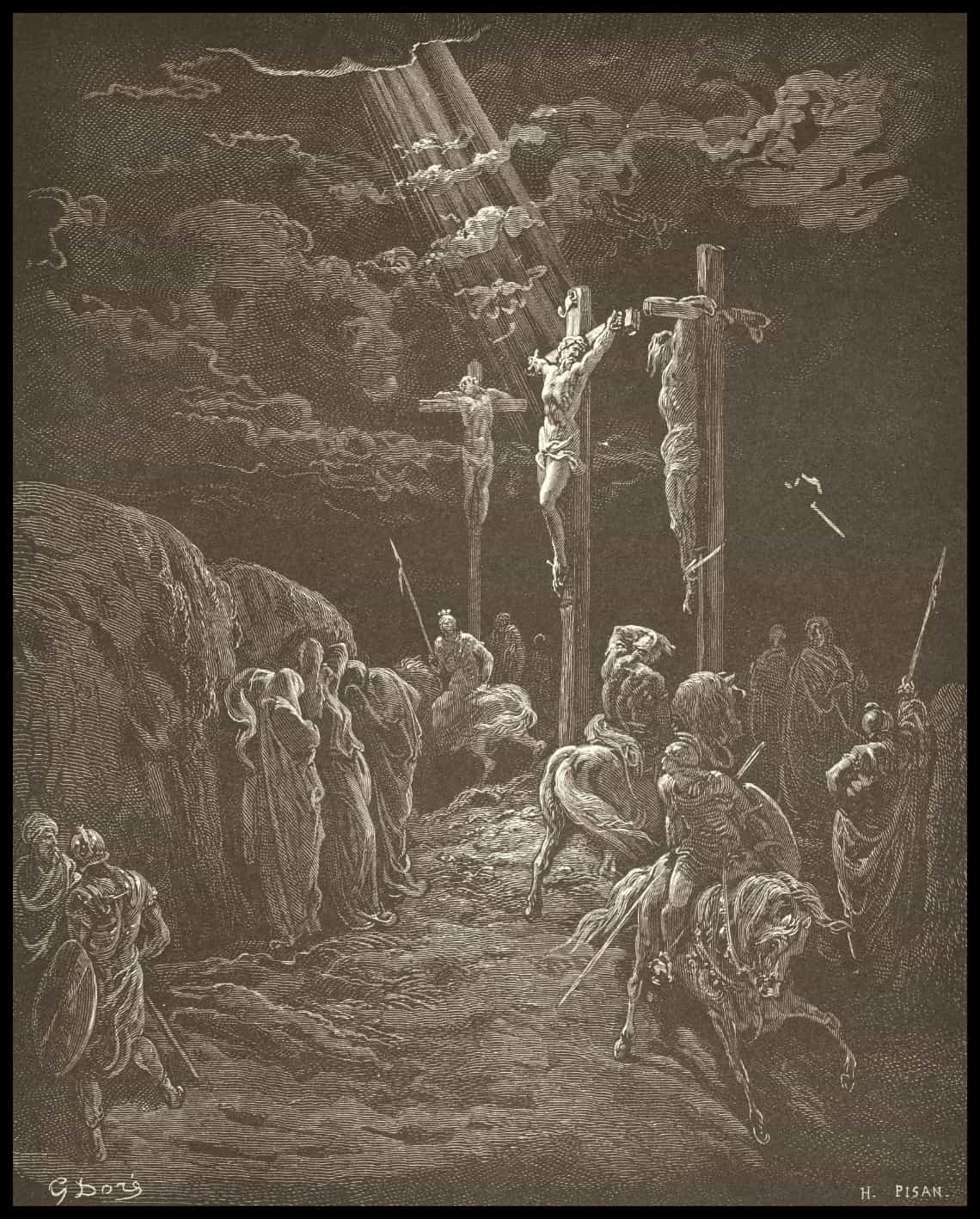 La crucifixion de Jésus et de deux criminels
