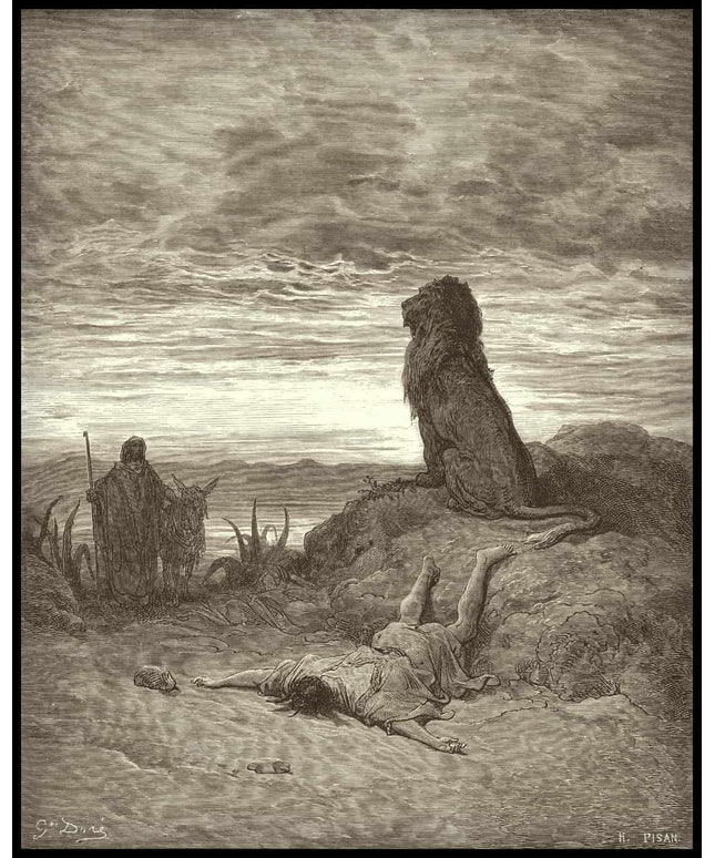 The disobedient prophet is slain by a lion