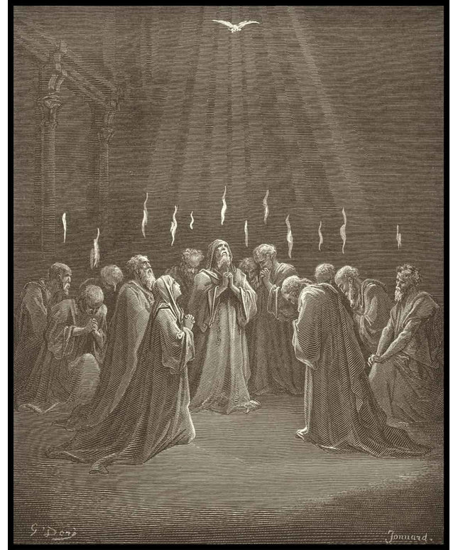 The holy spirit descends on the disciples