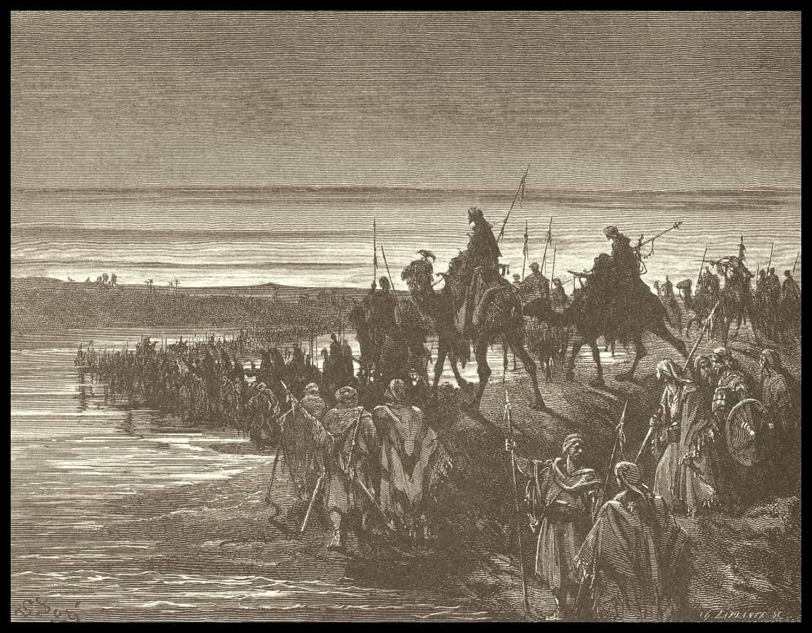 Les israélites traversent le fleuve Jourdain