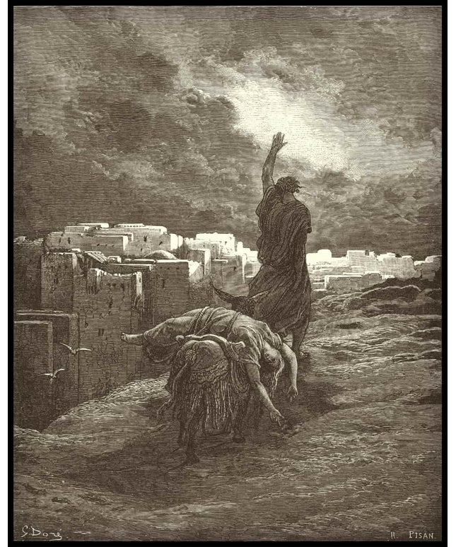 The levite carries the womans body away