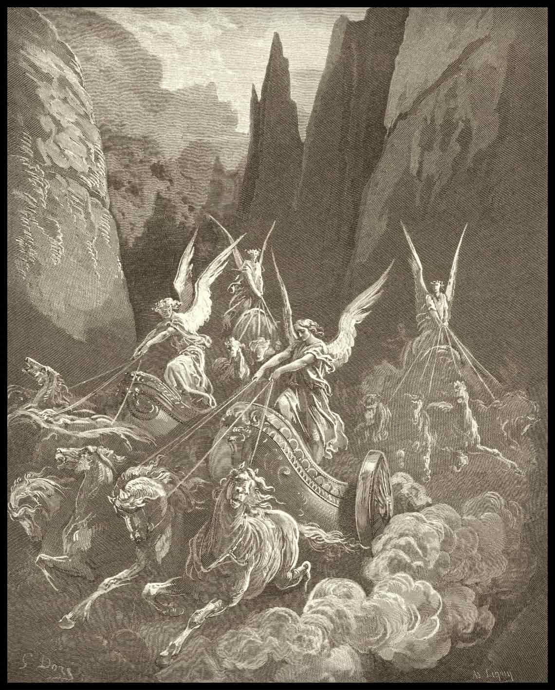 La vision de Zechariah de quatre chariots